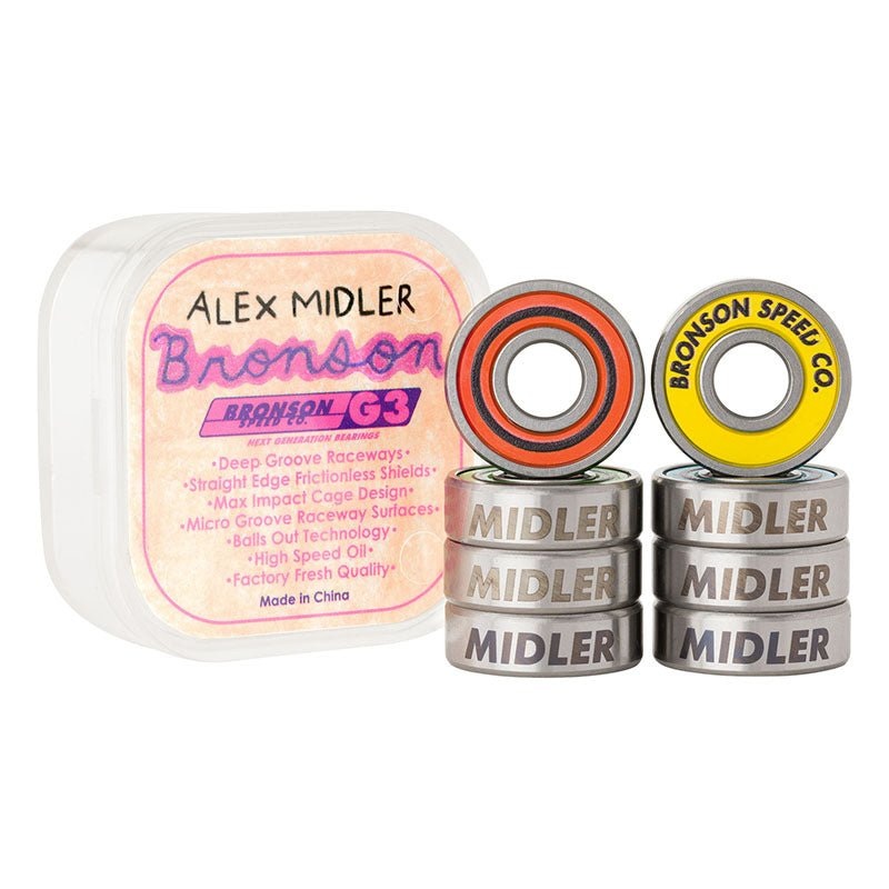 Bronson Speed Co. Alex Midler Pro G3 Skateboard Bearings (8 Pack)