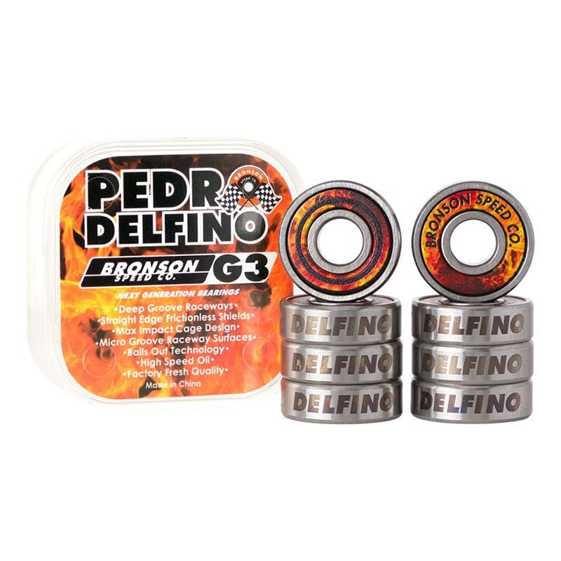 Bronson Speed Co. Pedro Delfino Pro G3 Skateboard Bearings (8 Pack)