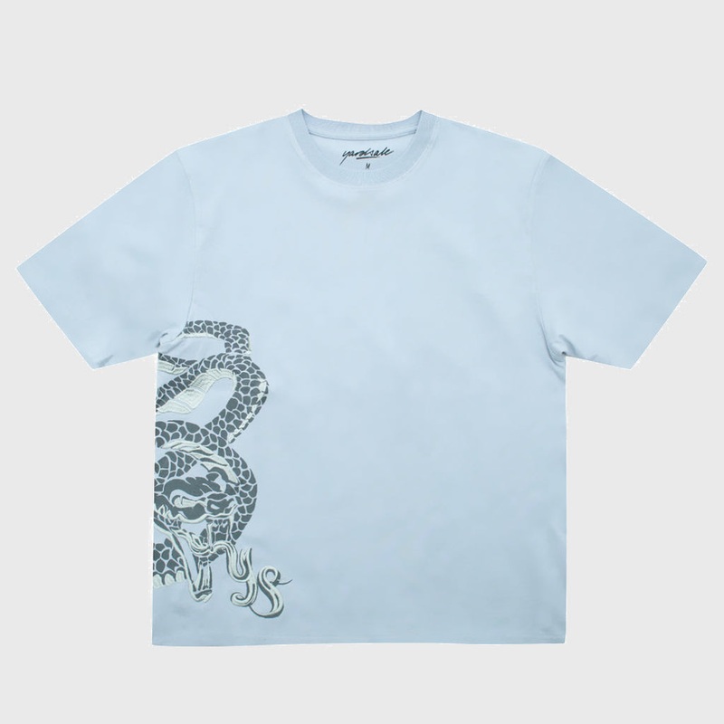 Yardsale – Snake Embroidered T-Shirt – Light Blue Small
