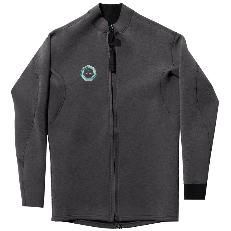 2mm Mens Vissla Drainer Front Zip Jacket – BLH – Black Heather S