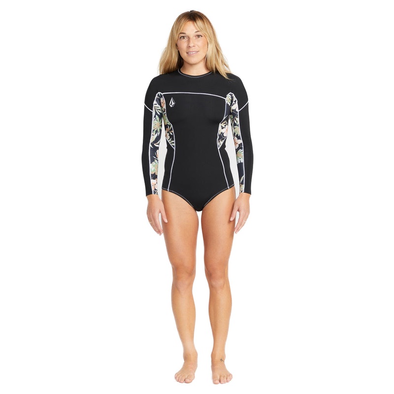 1mm Women’s Volcom Modulator Long Sleeve Back Zip Wetsuit Springsuit – Black 4