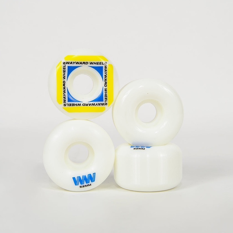 Wayward Wheels – 52mm (101a) H-Cut Waypoint Skateboard Wheels – White / Yellow