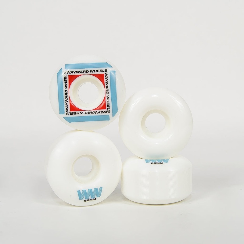 Wayward Wheels – 56mm (101a) H-Cut Waypoint Skateboard Wheels – White / Blue