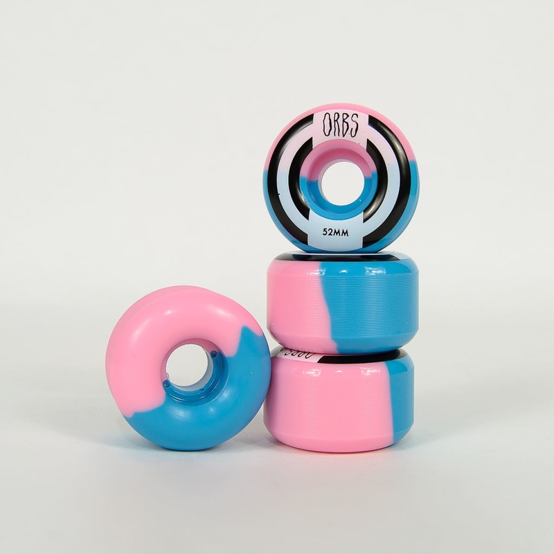 Welcome Skateboards – 52mm (99a) Orbs Apparitions Splits Wheels – Pink / Blue