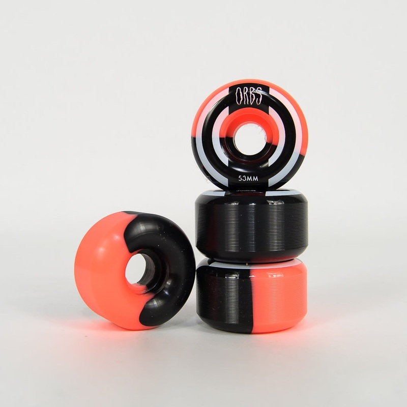 Welcome Skateboards – 53mm (99a) Orbs Apparitions Splits Wheels – Coral / Black