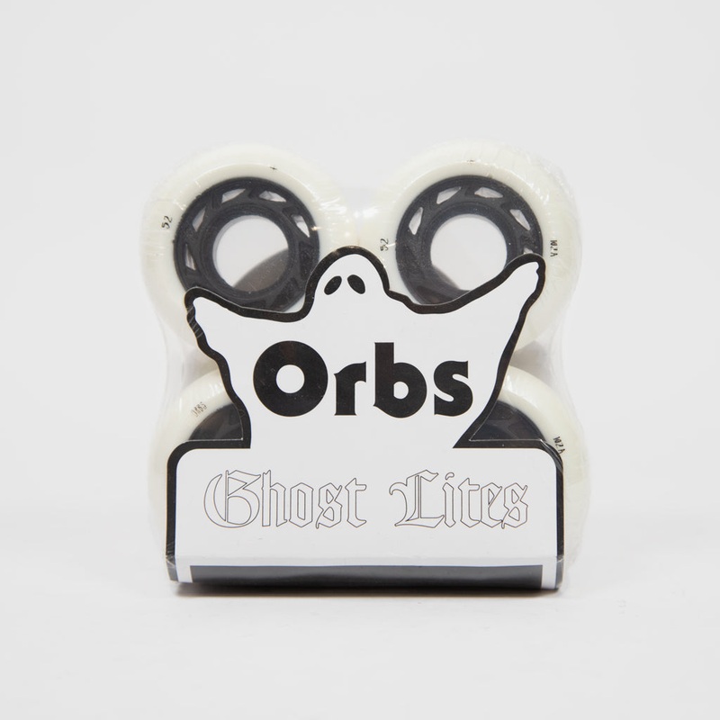 Welcome Skateboards – 52mm (102A) Orbs Ghost Lites Wheels – White / Black