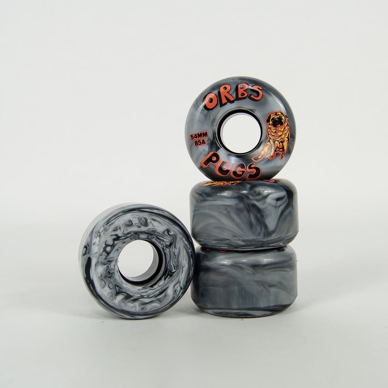 Welcome Skateboards – 54mm (85A) Orbs Pug Soft Wheels – Black / White