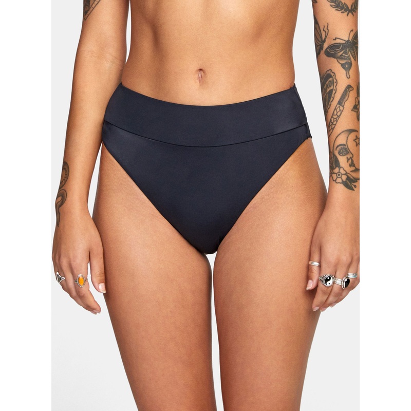 High Rise Cheeky Bikini Bottom SM BLACK (BLK)