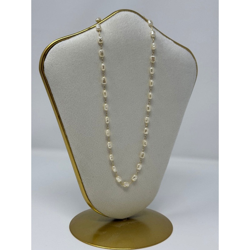 White Dust Necklace O/S GOLD/PEARL