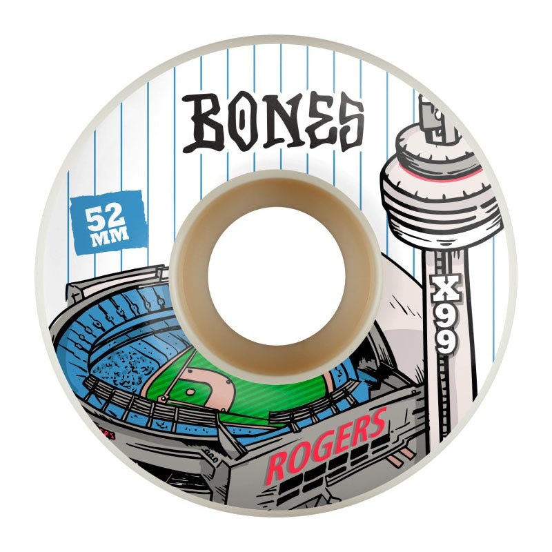 BONES WHEELS X-Formula 52mm 99A Rogers Centre V1 White Skateboard Wheels 4pk