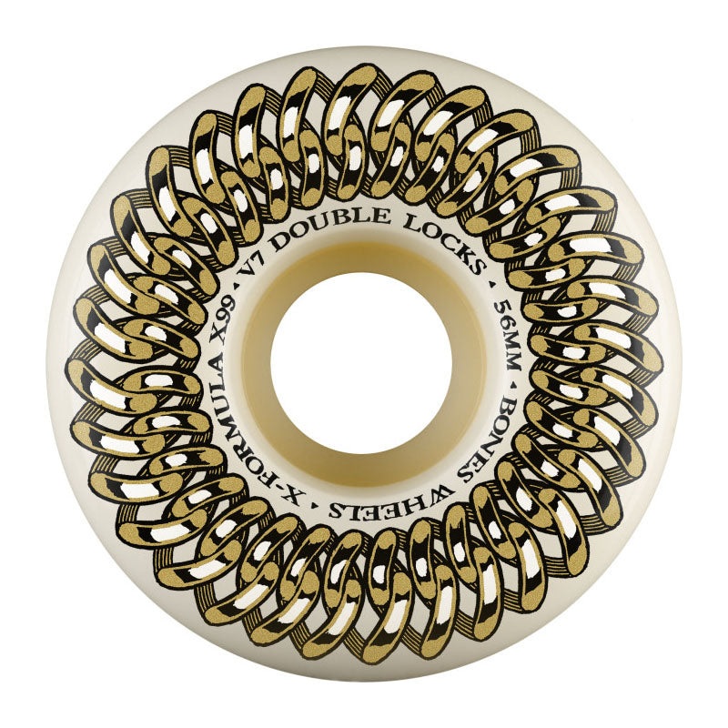 BONES WHEELS X-Formula 56mm 99A Double Lock V7 White Skateboard Wheels 4pk