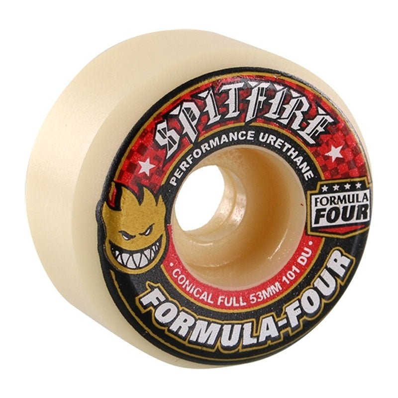 Spitfire Formula Four 53mm 101a CONICAL FULL WHT W/RED Skateboard Wheels 4pk
