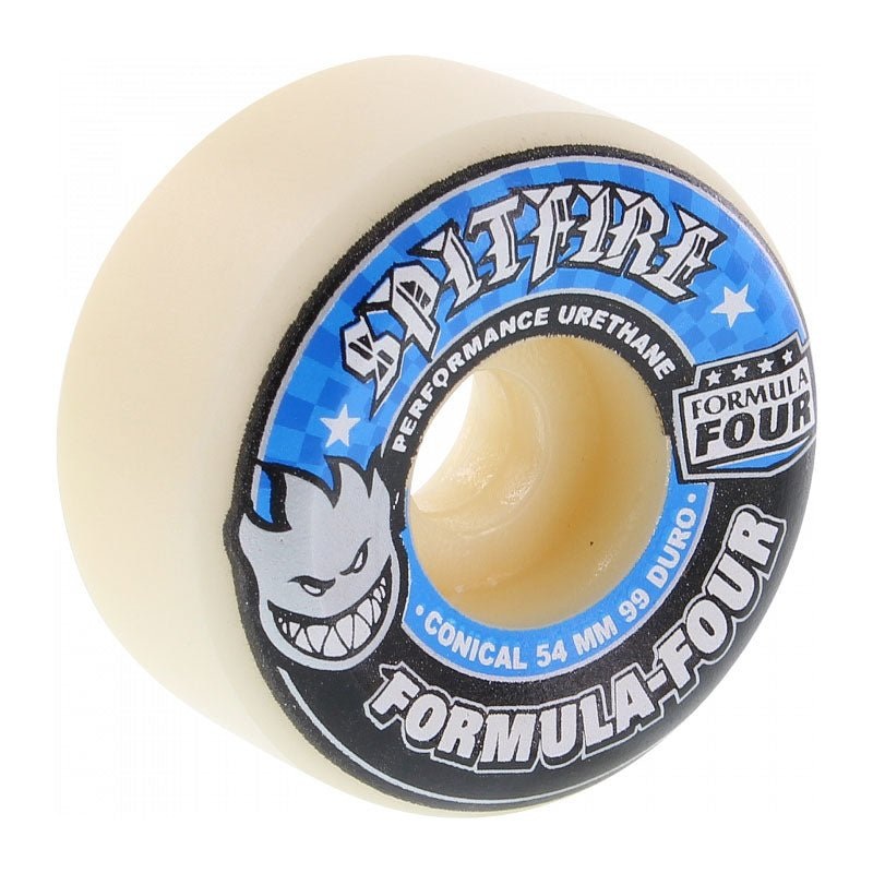 Spitfire Formula Four 54mm 99a CONICAL FULL WHT W/BLUE Skateboard Wheels 4pk