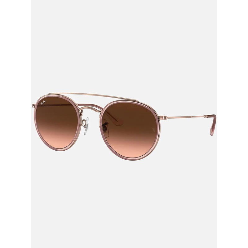 Round Double Bridge Sunglasses 51 PNK/BRONZE COP/BROWN GRAD