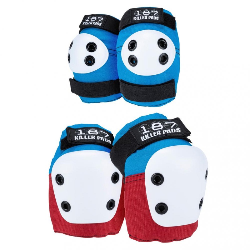 187 Killer Combo Pack Knee and Elbow Pad Set Red/White/Blue L/XL