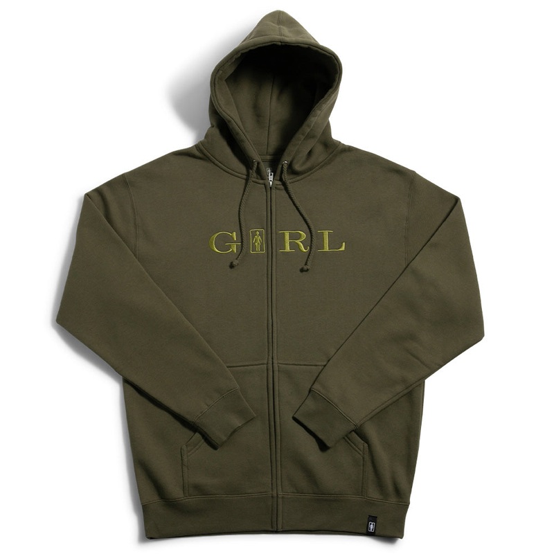 GIRL SERIF ZIP HOOD ALPINE GREEN MEDIUM