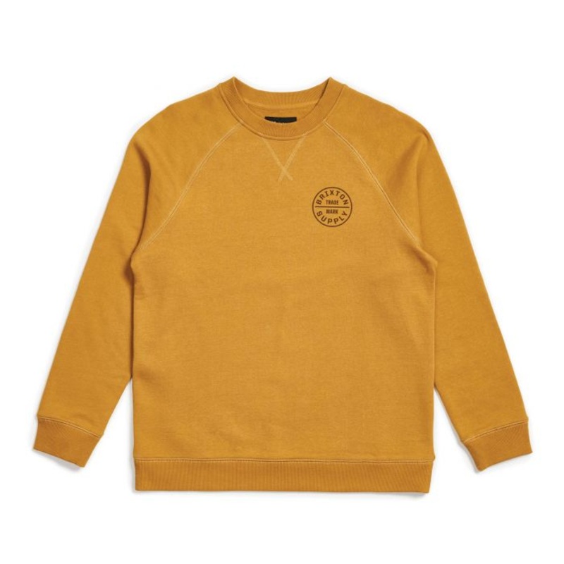BRIXTON OATH CREW FLEECE – MAIZE SMALL