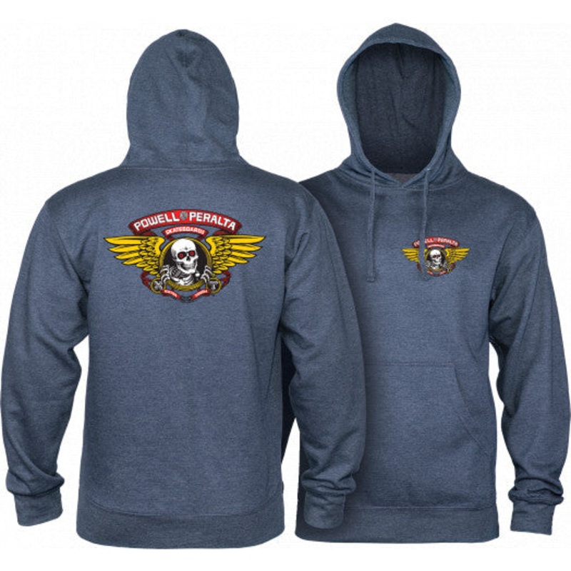 POWELL-PERALTA PULLOVER HOODY – WINGED RIPPER MID-WEIGHT HEATHER NAVY SMALL