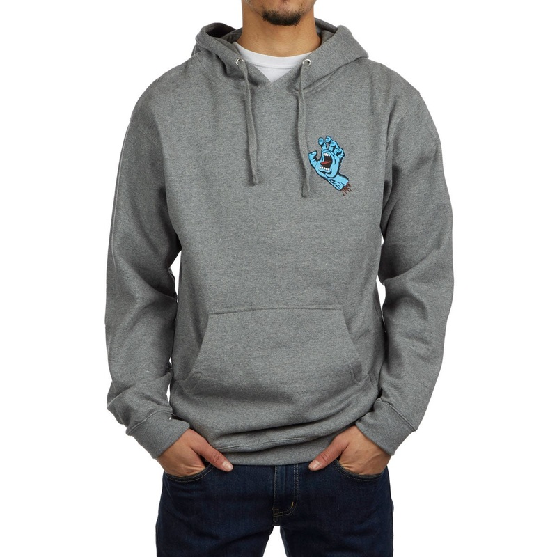 SANTA CRUZ HOODIE SCREAMING HAND MINI GUNMETAL HEATHER SMALL
