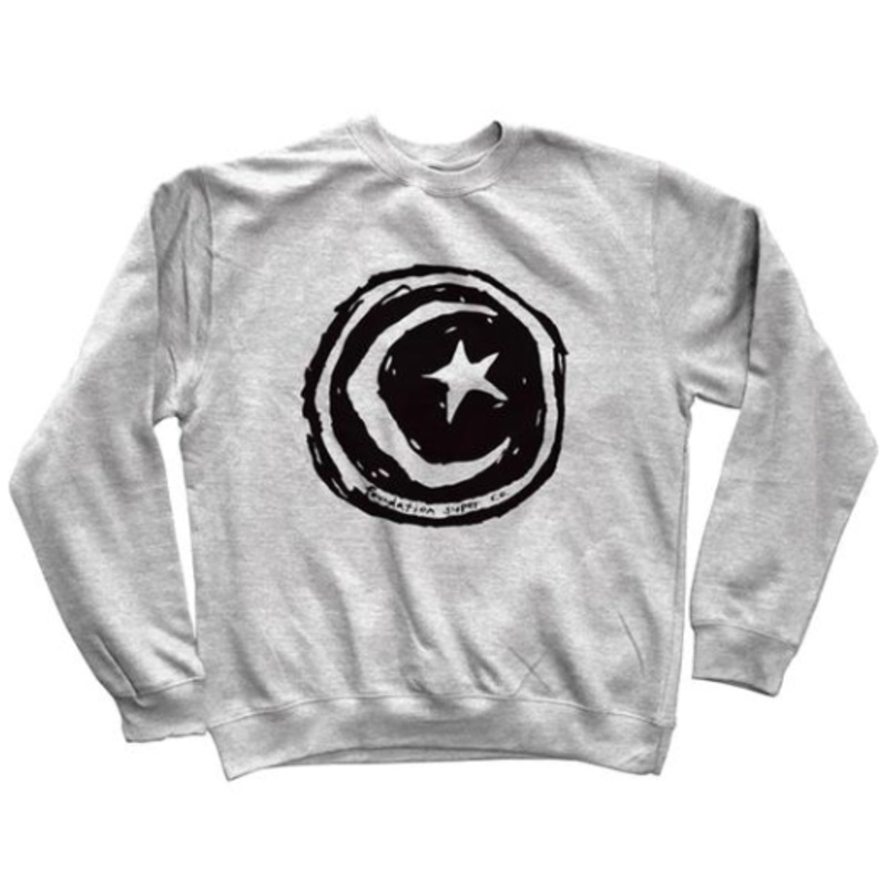 FOUNDATION STAR & MOON CREW SWEATSHIRT HEATHER GREY SMALL