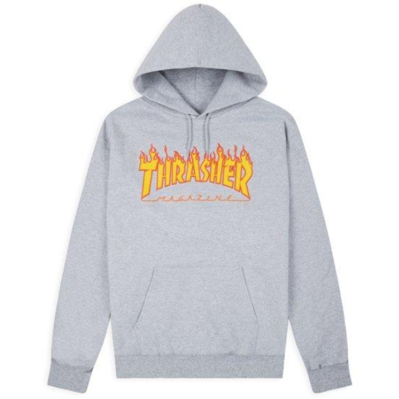THRASHER FLAME LOGO HOODIE GREY SMALL