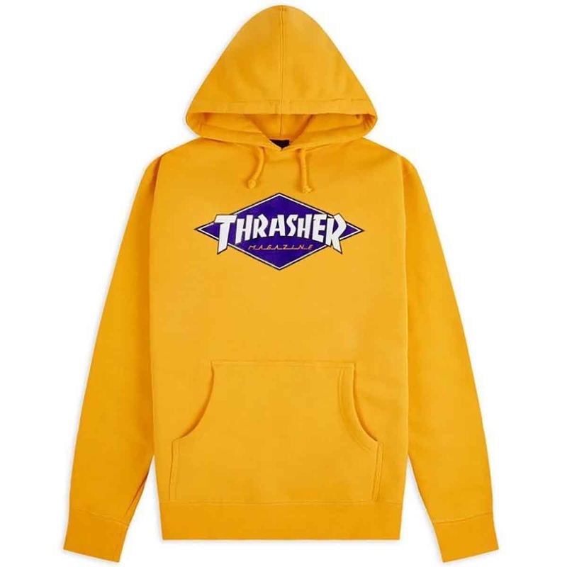 THRASHER HOODIE DIAMOND LOGO GOLD SMALL