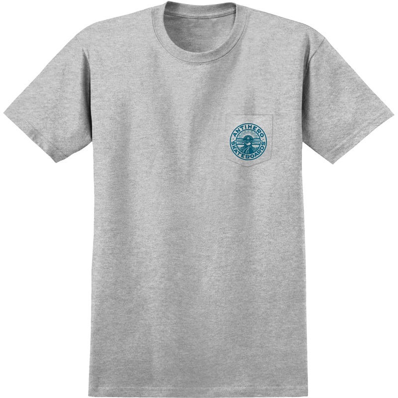 ANTIHERO STAY READY SS POCKET T-SHIRT ATHLETIC HEATHER/BLUE SMALL