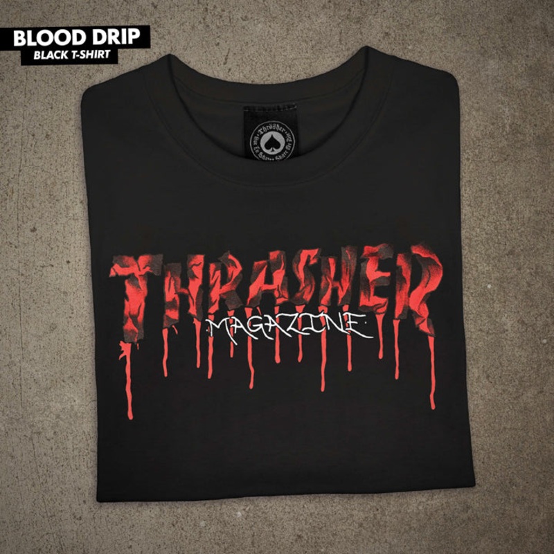 THRASHER T-SHIRT BLOOD DRIP BLACK SMALL